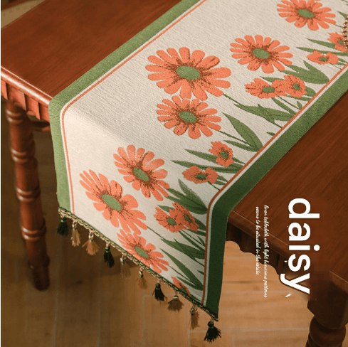 Daisy American Retro Jacquard Embroidered Table Runner - Light Table Mat 30