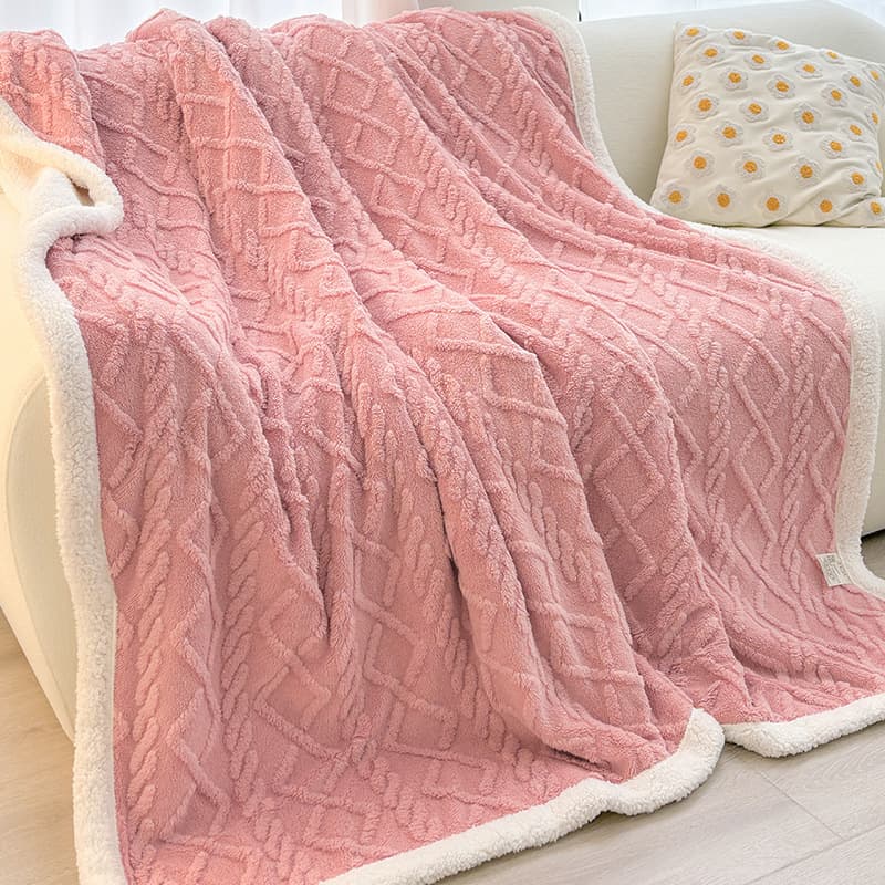 Pink 180 × 200 cm Double Blanket, Taffeta Fleece Blanket - Pink Fleece