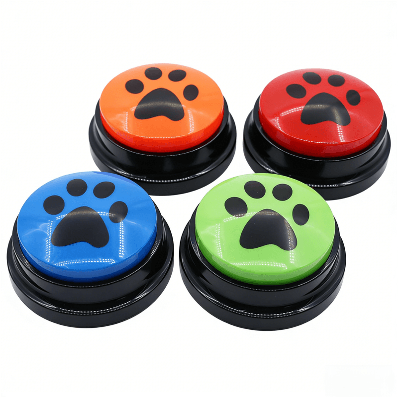 4-Pack Dog-Talking Buttons & Recordable Voice Boxes - Interactive Vibrant