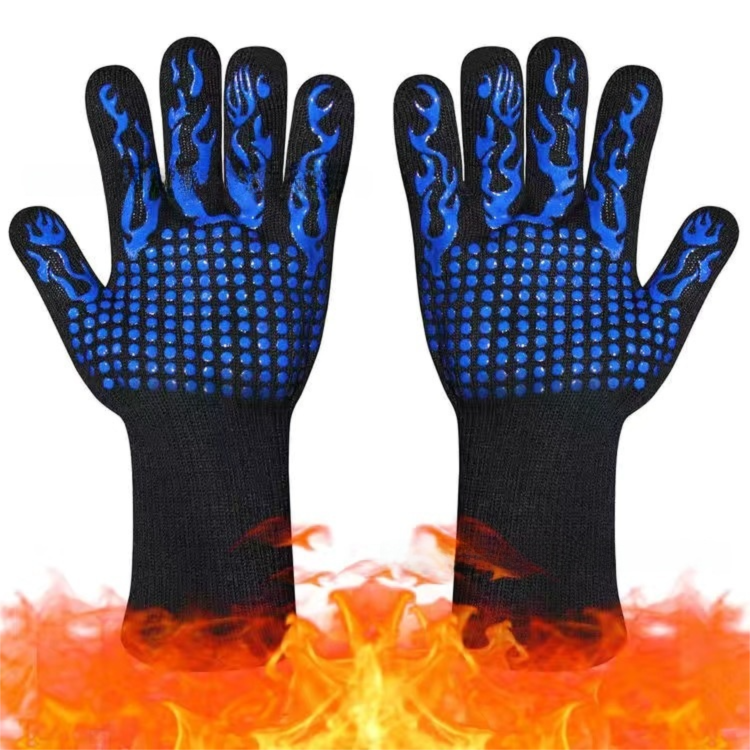 One Pair Blue Extreme Heat-Resistant BBQ Gloves (800°C/1472°F) - Non-Slip