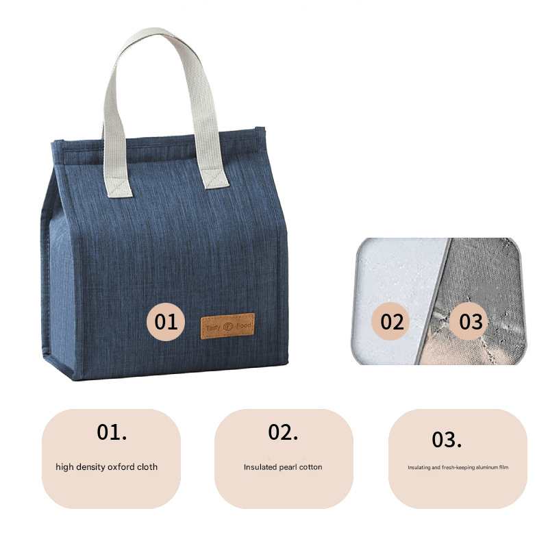 2-Piece Grey Vertical Lunch Tote Set - Compact Insulated Meal Bag