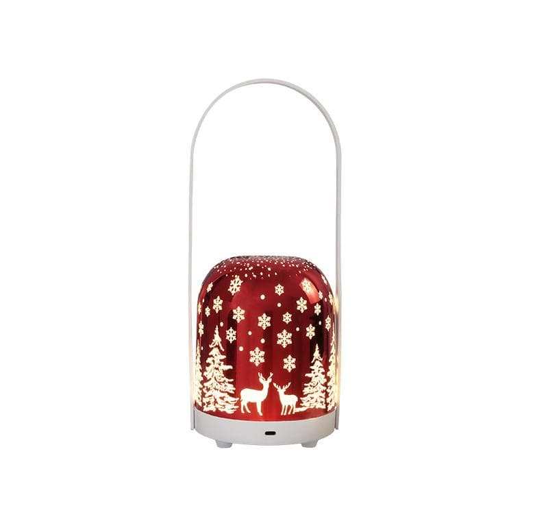 Portable Christmas LED Lantern - Dimmable, 3 Color Temps, 5200mAh - Red