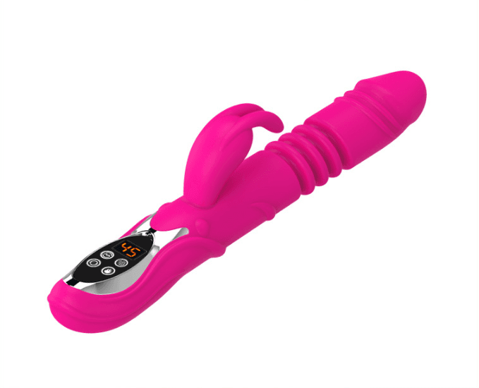 Ultimate G-Spot & Clitoral Rabbit Vibrator - Telescopic, Heated - Rose red