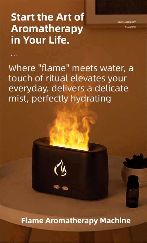 Black 3D Simulation Flame Aroma Diffuser & Humidifier - Ultrasonic - 200 ml