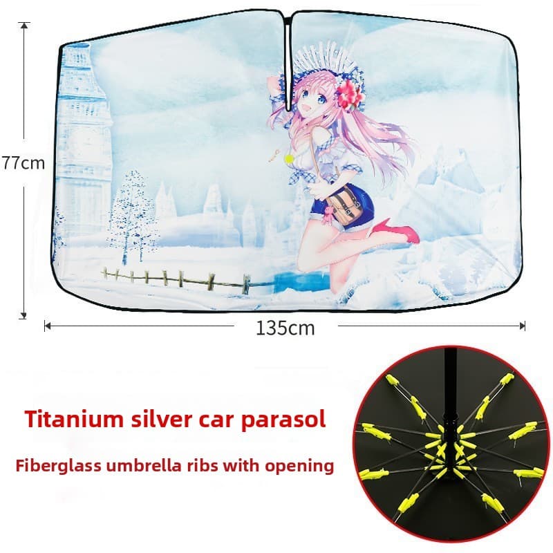 Snow Girl Foldable Car Windshield Sun Shade Umbrella - Ultimate UV