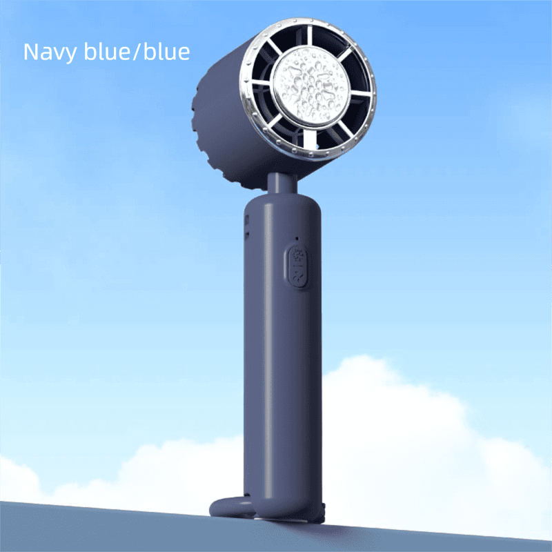Blue Portable Ice Cooling Handheld Fan USB Rechargeable 2000mAh Silent