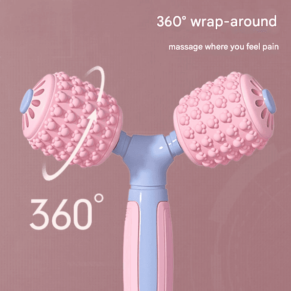Y-Shaped Dual Roller Massager for Deep Tissue Muscle Relief - Handheld