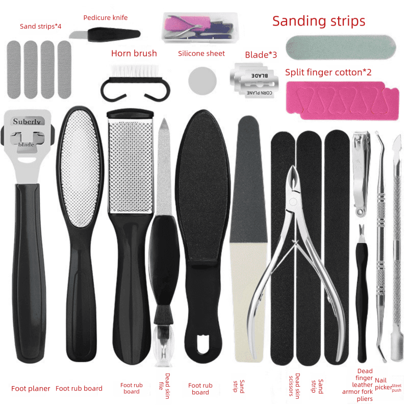 27 Piece Professional Pedicure Foot Care Kit Stainless Steel Callus Remover