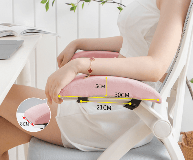 1-Pair of Memory Foam Chair Armrest Pads - Ergonomic Elbow Support - Pink