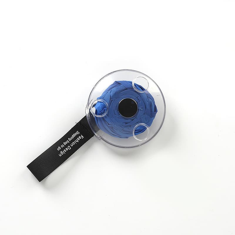 2-PCS Blue Compact Retractable Shopping Bag with Nylon and ABS Plastic Disc