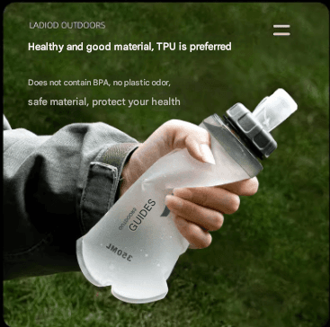 Grey and White Ultra-Lightweight 350 ml Soft Running Flask - BPA-Free