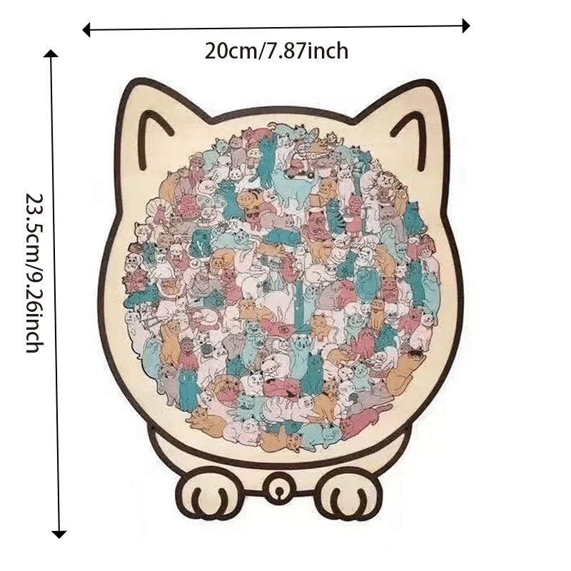 Cat Collection Puzzle - Irregular Shaped Jigsaw with Kitten - Macaron Colors