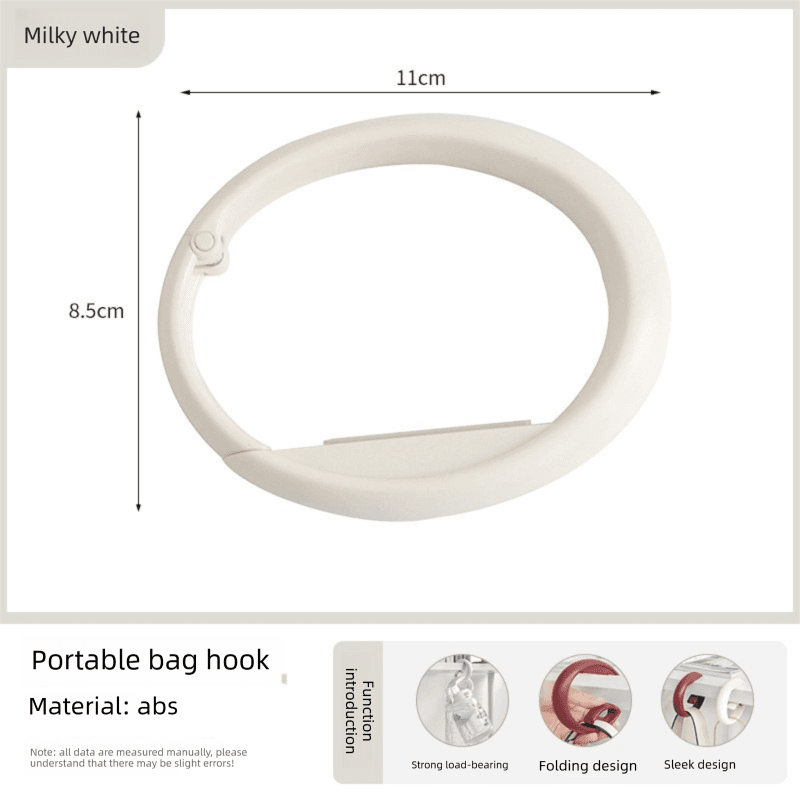 2-Piece Portable Purse Bag Hook Hanger Table Edge Holder Creamy White