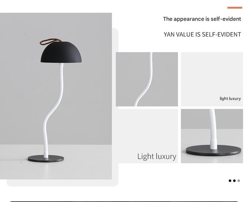 White Three-dimensional stripes Minimalist LED Mushroom Table Lamp