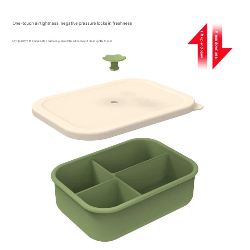 Light blue Microwave-Safe Silicone Lunch Box with 4 Compartments - Airtight
