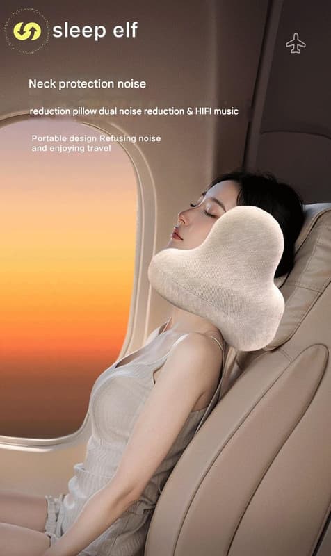 Smart Neck Pillow with Dual Noise Reduction, HIFI Bluetooth Music & Graphene