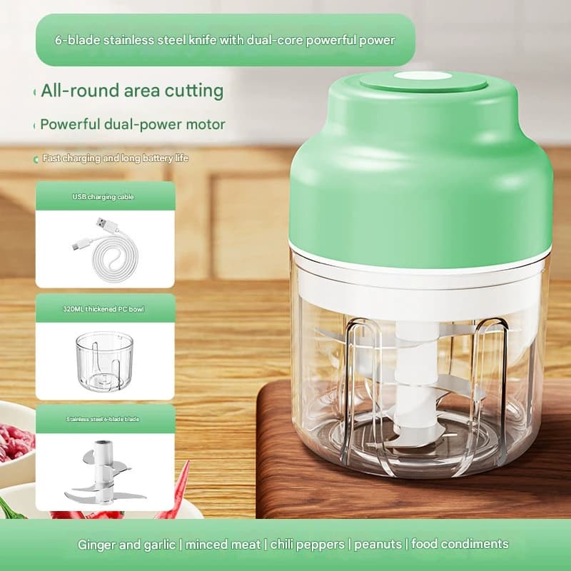 Powerful Mini Electric Food Chopper - USB Rechargeable - Size 320 ml