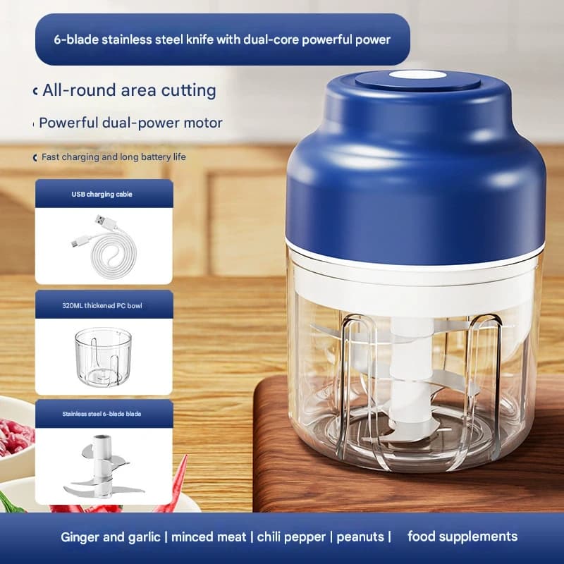 Powerful Mini Electric Food Chopper - USB Rechargeable - Size 320 ml