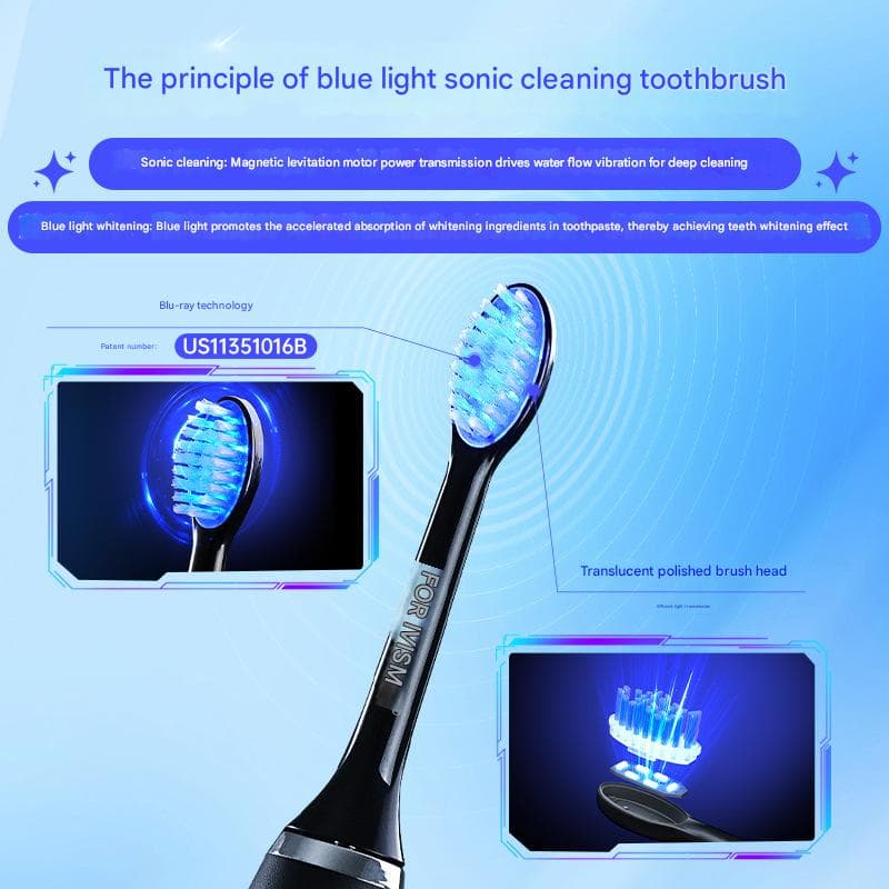 LED Sonic Electric Toothbrush - 2-in-1 Cleaning & Whitening, 4 Modes (black)