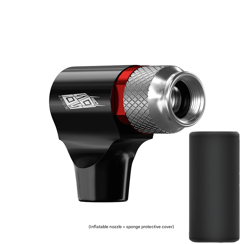 Black Portable CO2 Bike Tire Inflator with Nozzle - Quick Inflation for Road