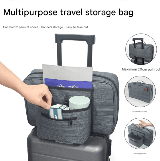 Heather Grey Versatile Travel Organizer Bag with Luggage Sleeve - Portable