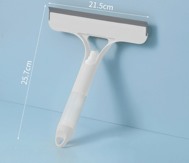 White 3-in-1 Window Squeegee with Built-in Spray Bottle - Dual Sided Sponge