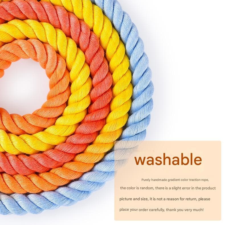 Handmade Gradient Rope Dog Collar & Leash Set - Colorful Braided - Size S