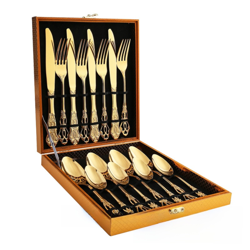 4Set / 16-Piece Gold Royal Court Cutlery Set - Vintage Hollow Engraved 410