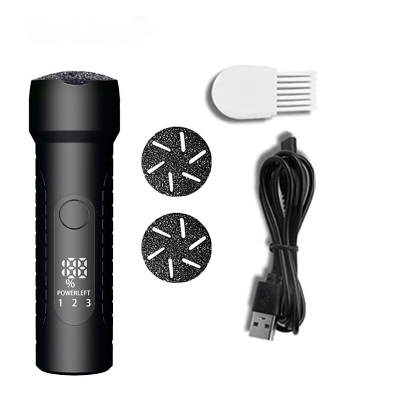 Black Waterproof Electric Foot File with LED Display - Rechargeable Callus