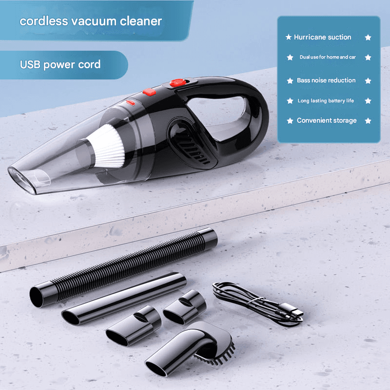 Black Portable Cordless Vacuum Cleaner - High-Power Lithium Battery