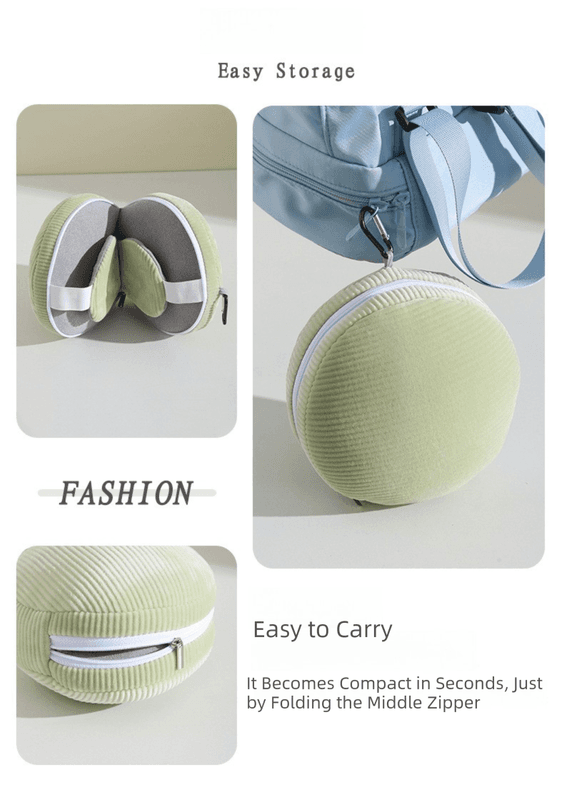 Green and Grey 3-in-1 Foldable Sleep Eye Mask with Neck Pillow - Compact
