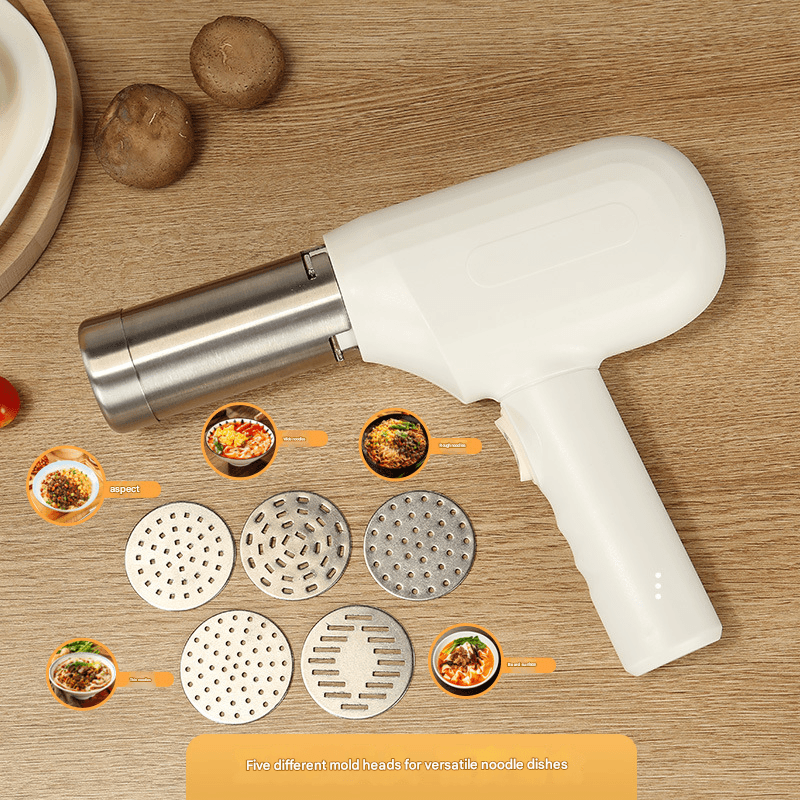White Wireless Handheld Electric Pasta Maker - Rechargeable Dough Extruder
