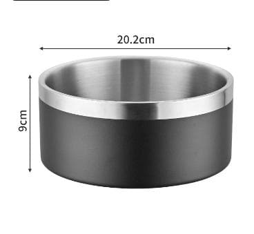 Black and Silver 304 Stainless Steel Pet Bowl (64oz) - Black And 64oz