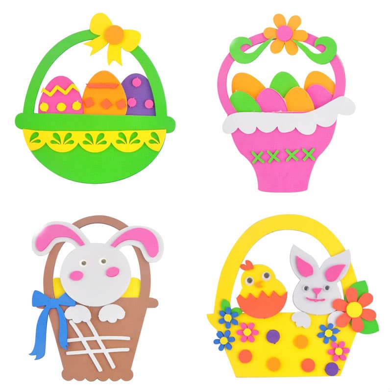 4-Pack Easter EVA Craft Basket Kit - DIY Decorative Set for Kids, Perfect