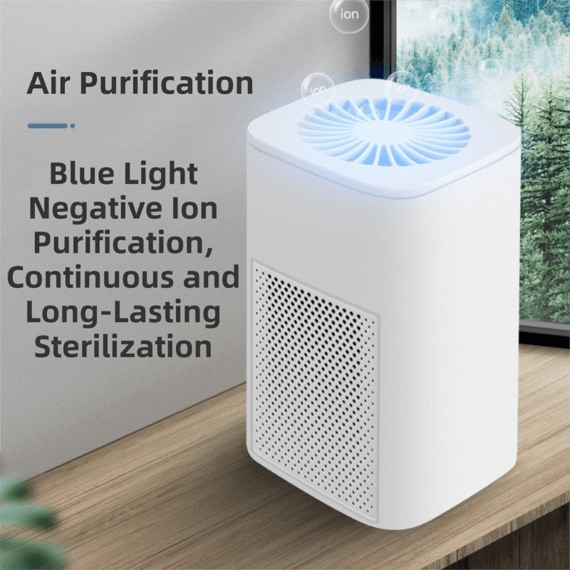 White Compact Desktop Air Purifier with Dual Activated Carbon Filter