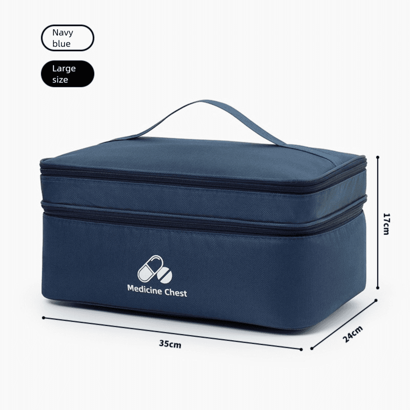 Dark blue Large First Aid Organizer -35×24×17 cm Double-Layer Medicine