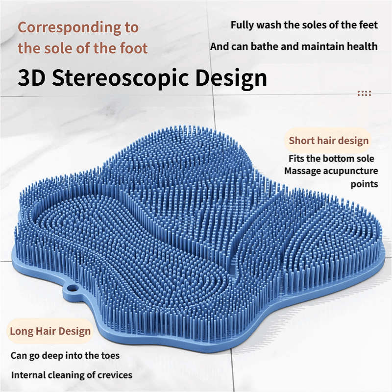 Blue 3D Butterfly Silicone Bath Massage Mat with Suction Cup & Dual-Zone