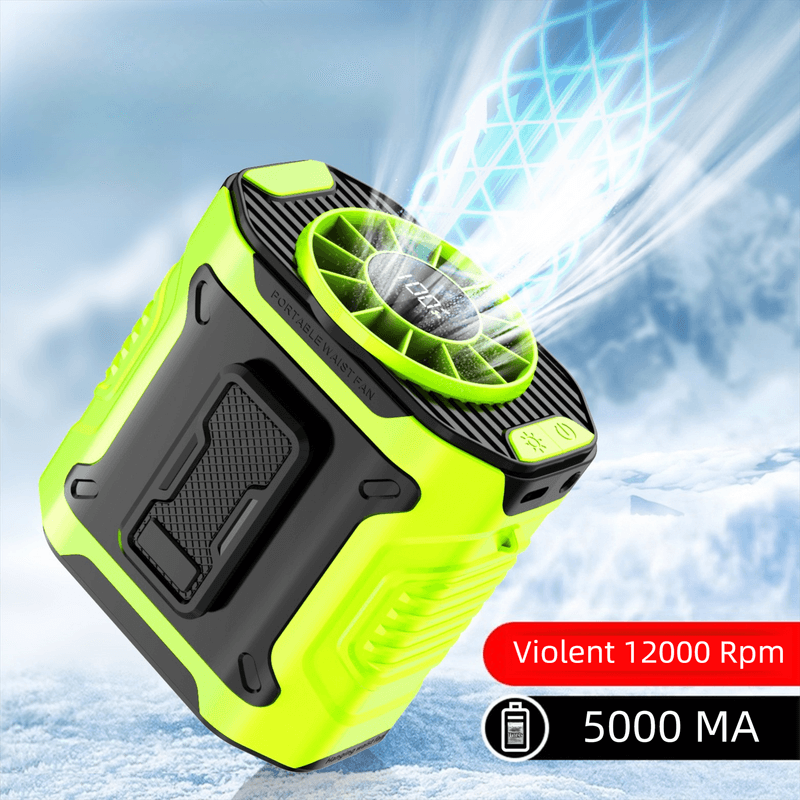 Light Green Portable Waist Fan - Construction Site Cooling Solution