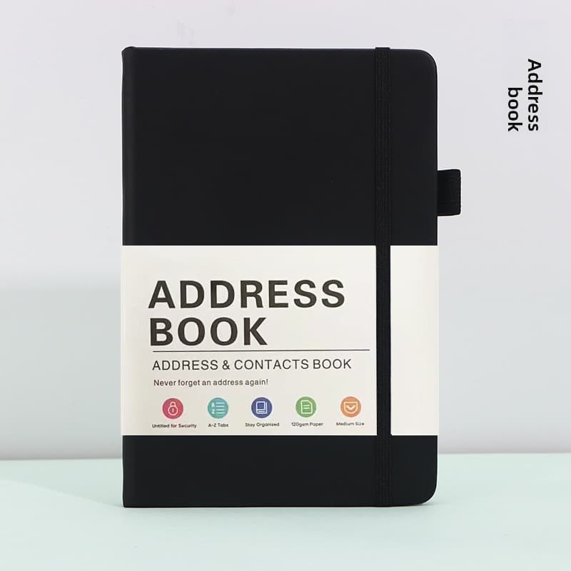 Black Address Book with Alphabetical Tabs B6 Hardcover Telephone & Contact