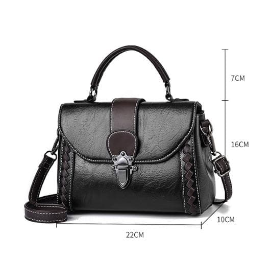 Black Women's PU Leather Top Handle Satchel - Versatile Crossbody Bag