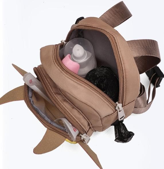 Black Monster Pet Backpack Harness - Small Dog & Cat Treat Pouch with Poop