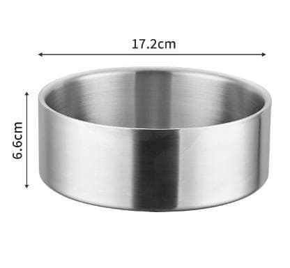 Silver 304 Stainless Steel Pet Bowl (32oz) - Non-Slip, Anti-Tip Food & Water