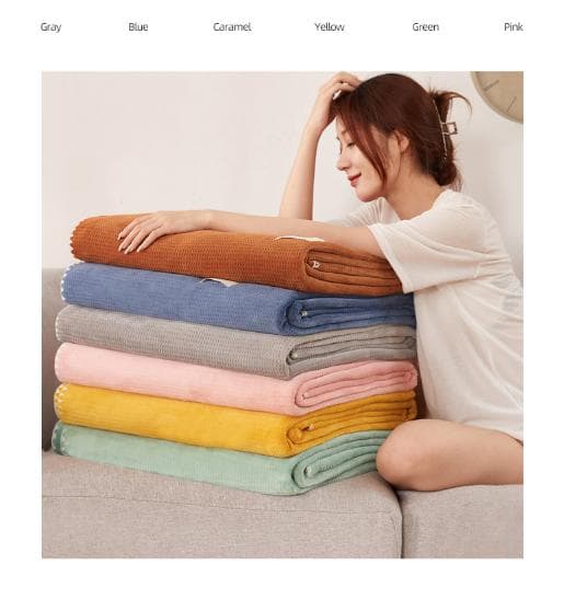 200 × 230 cm Orange Ultra-Soft Dual-Sided Waffle & Plush Fleece Blanket