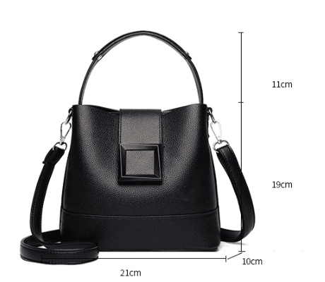 Black Versatile Bucket Bag - Trend Shoulder Handbag - 21 × 10 × 30 cm