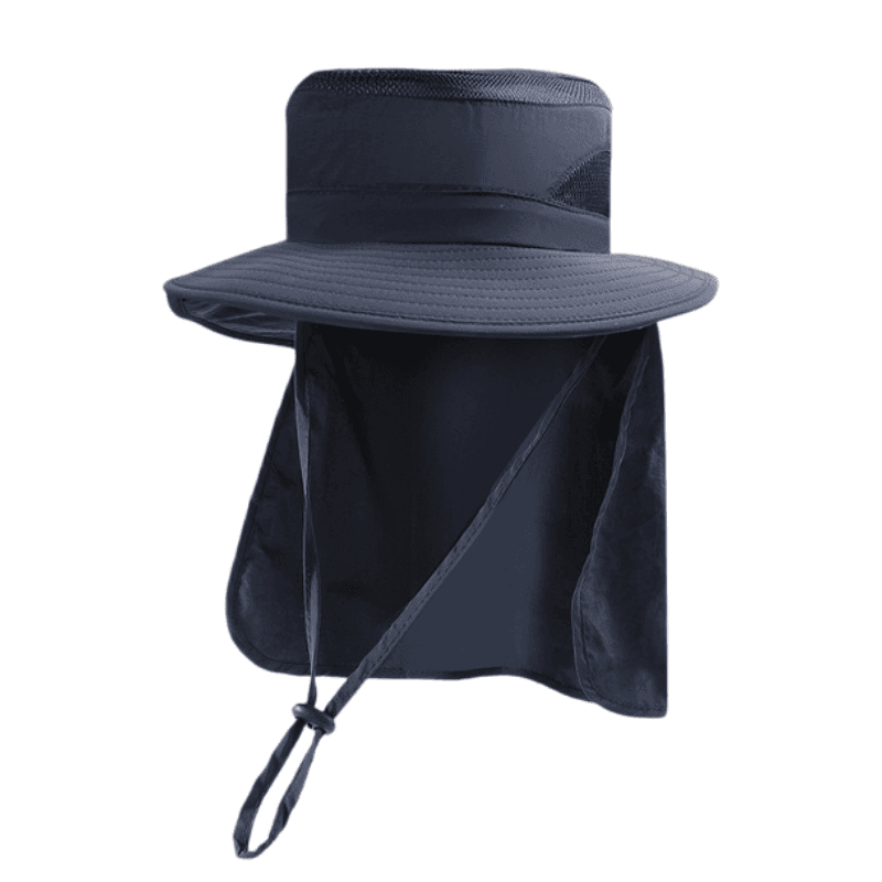 2-Pack Dark Blue Men's Adjustable Sun Protection Hat - Wide Brim, Deep