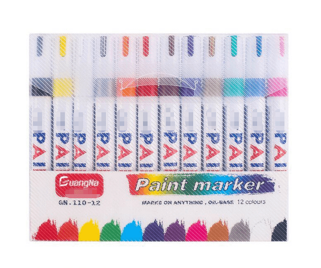 12 Colour Oil Based Paint Marker Pens Set 3.0mm Medium Tip