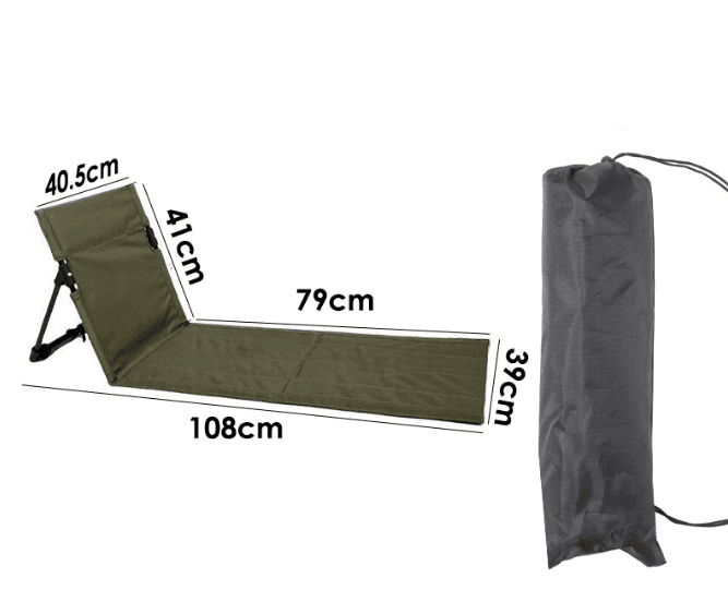 Portable Outdoor Folding Ground Chair with Back Support - Dark Green