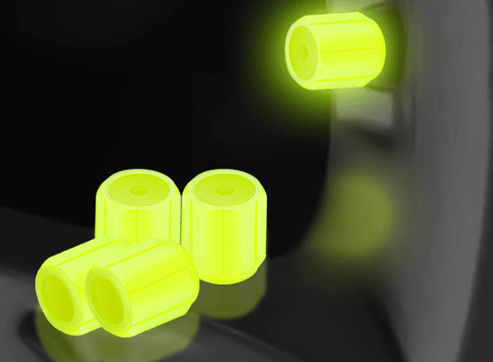 2 Packs of 4 Yellow Luminous Tyre Valve Caps Glow in The Dark Universal