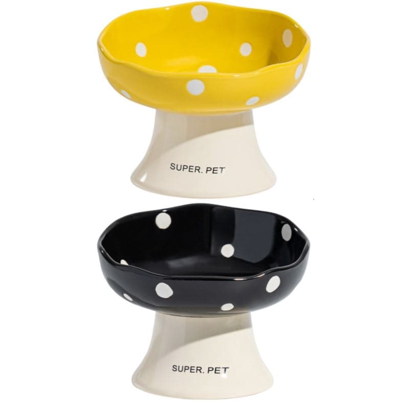 Yellow and Black Elevated 15° Tilted Ceramic Cat Bowl - Yellow Black