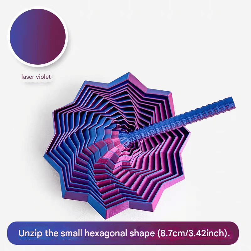 2-Pcs Laser Purple Smart 3D Printed Fidget Toy - Hexagonal Illusion Folding